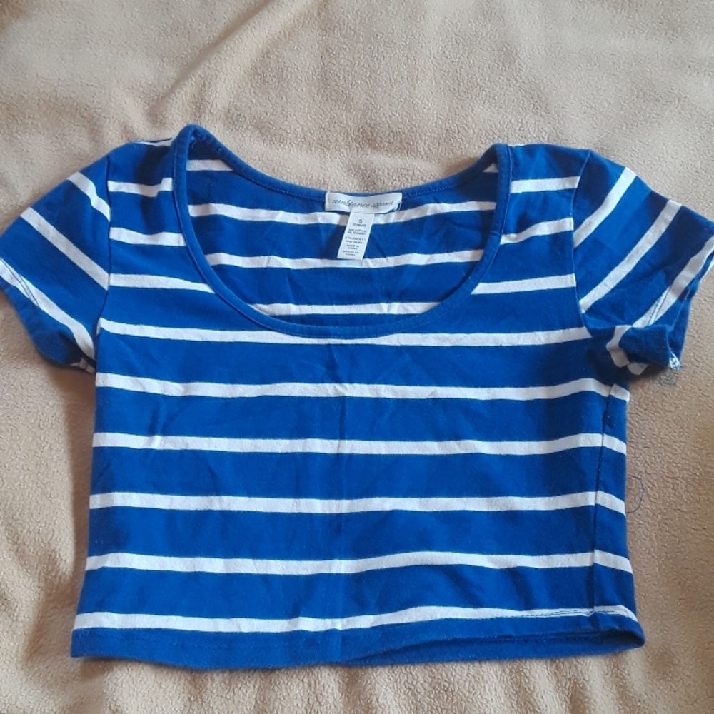 Blue and white crop top